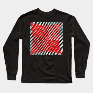 Red diagonals with some blue, black and white Long Sleeve T-Shirt